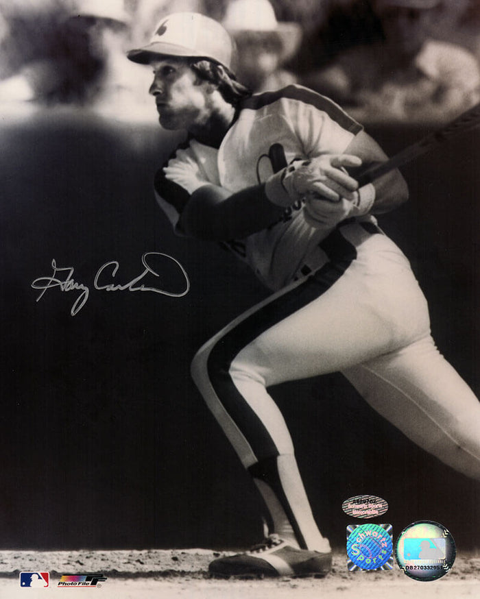 Gary Carter Autographed Montreal Expos Swinging Action B&W 8x10 Photo-Powers Sports Memorabilia