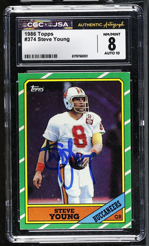 Steve Young 1986 Topps Rookie Card #374 CGC JSA 8 Auto 10 #6178768001
