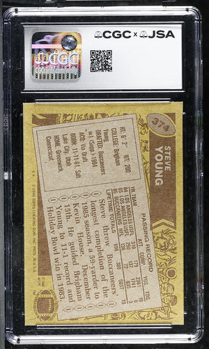 Steve Young 1986 Topps Rookie Card #374 CGC JSA 8 Auto 10 #6178768001