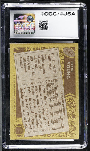 Steve Young 1986 Topps Rookie Card #374 CGC JSA 7 Auto 10 #6178768002