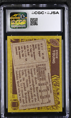 Steve Young 1986 Topps Rookie Card #374 CGC JSA 8 Auto 10 #6178768004