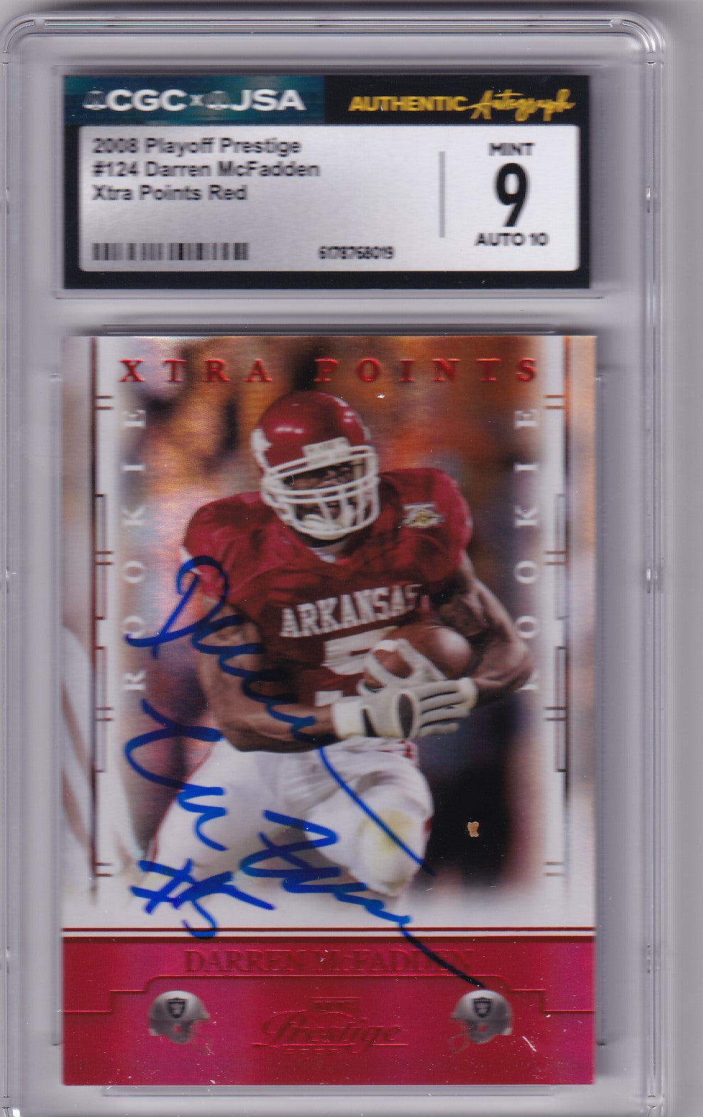 Darren McFadden 2008 Playoff Red Rookie Card #124 CGC JSA 9 Auto 10 11/100