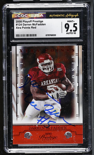 Darren McFadden 2008 Playoff Red Rookie Card 124 CGC JSA 9.5 Auto 10 37/100