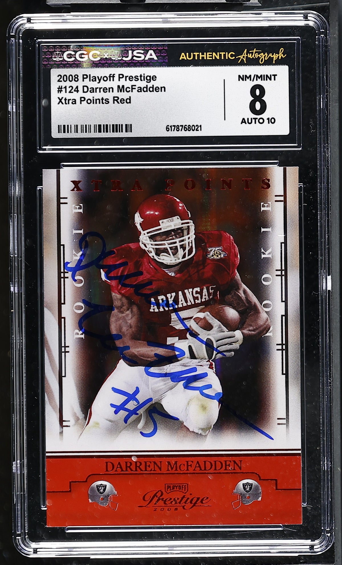 Darren McFadden 2008 Playoff Red Rookie Card #124 CGC JSA 8 Auto 10 93/100