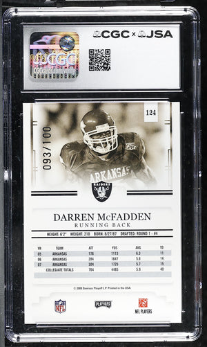 Darren McFadden 2008 Playoff Red Rookie Card #124 CGC JSA 8 Auto 10 93/100
