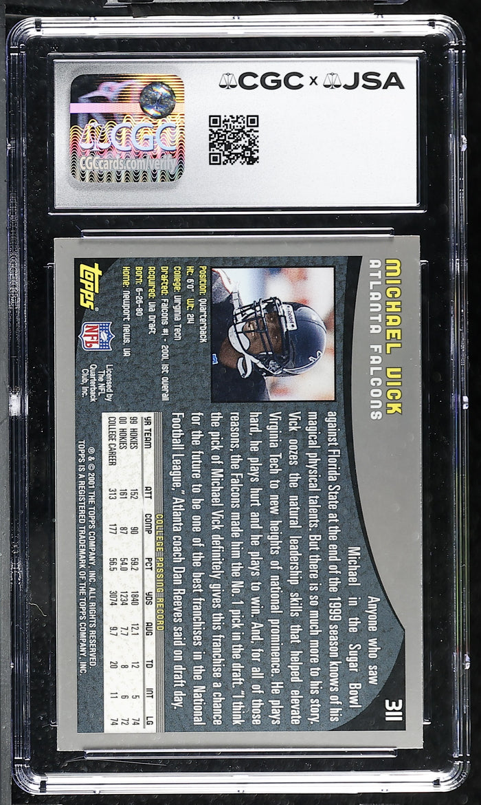 Michael Vick 2001 Topps Rookie Card #311 CGC JSA 10 Auto 10 #6178768022