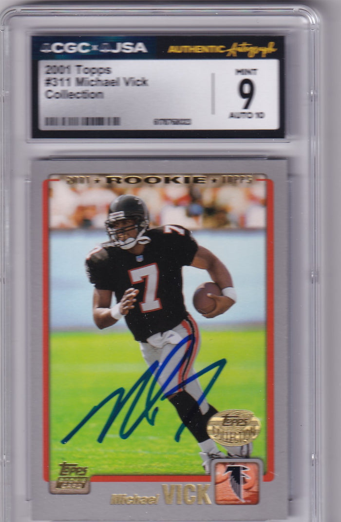 Michael Vick 2001 Topps Rookie Card #311 CGC JSA 9 Auto 10 #6178768023