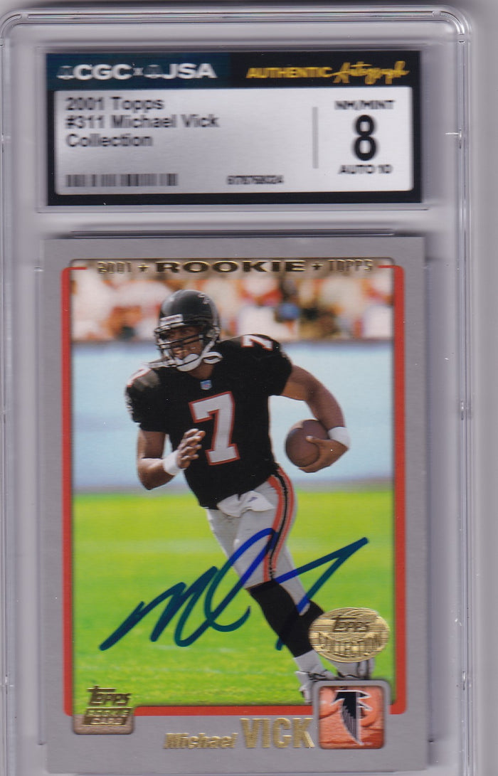 Michael Vick 2001 Topps Rookie Card #311 CGC JSA 8 Auto 10 #6178768024