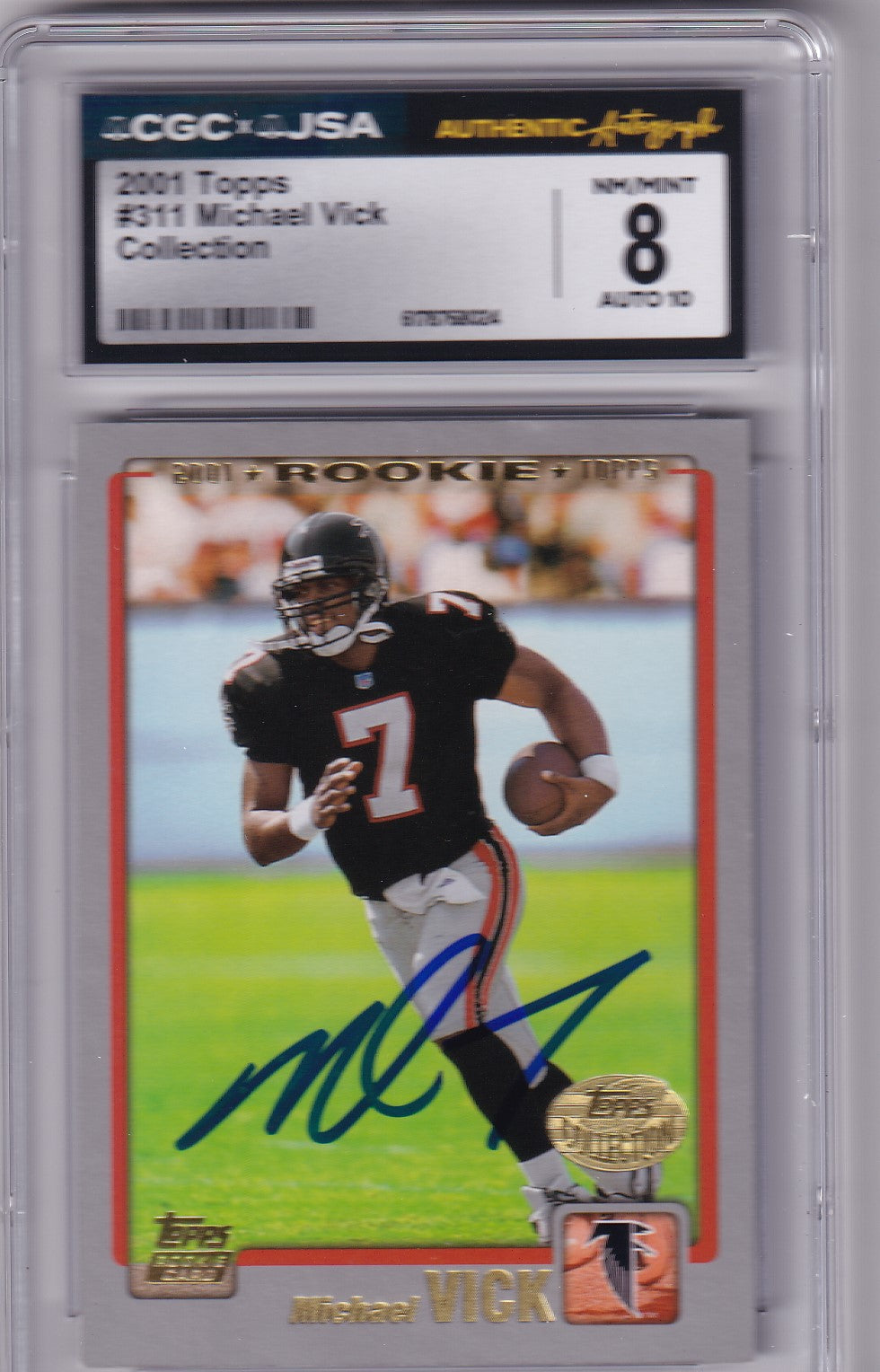 Michael Vick 2001 Topps Rookie Card #311 CGC JSA 8 Auto 10 #6178768024