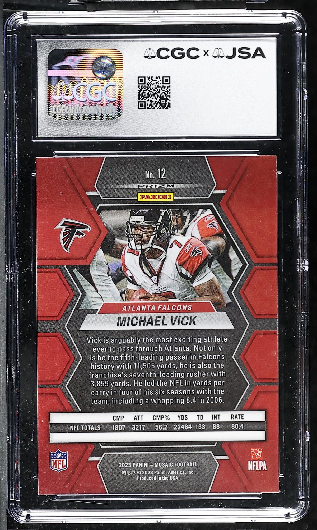 Michael Vick 2023 Panini Mosaic Red Card #12 CGC JSA 9 Auto 9 #6178768025