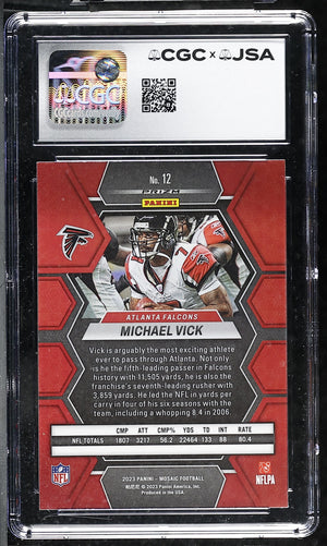 Michael Vick 2023 Panini Mosaic Red Card #12 CGC JSA 9 Auto 9 #6178768025