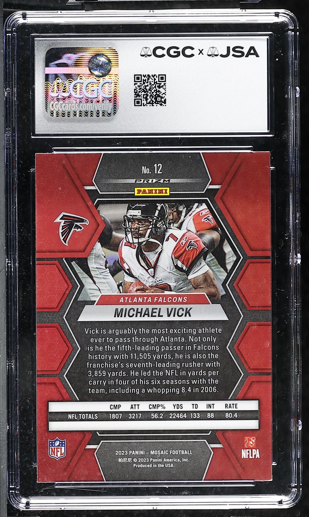 Michael Vick 2023 Panini Mosaic Red Card #12 CGC JSA 8.5 Auto 9 #6178768026