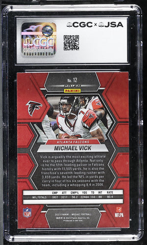 Michael Vick 2023 Panini Mosaic Red Card #12 CGC JSA 8.5 Auto 9 #6178768026