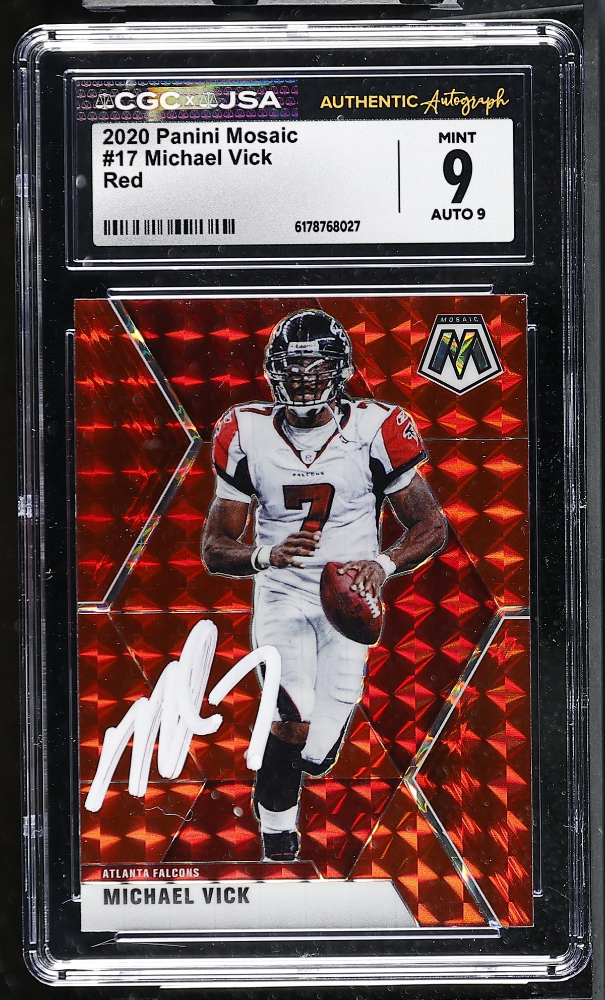 Michael Vick 2020 Panini Mosaic Red Card #17 CGC JSA 9 Auto 9 #6178768027