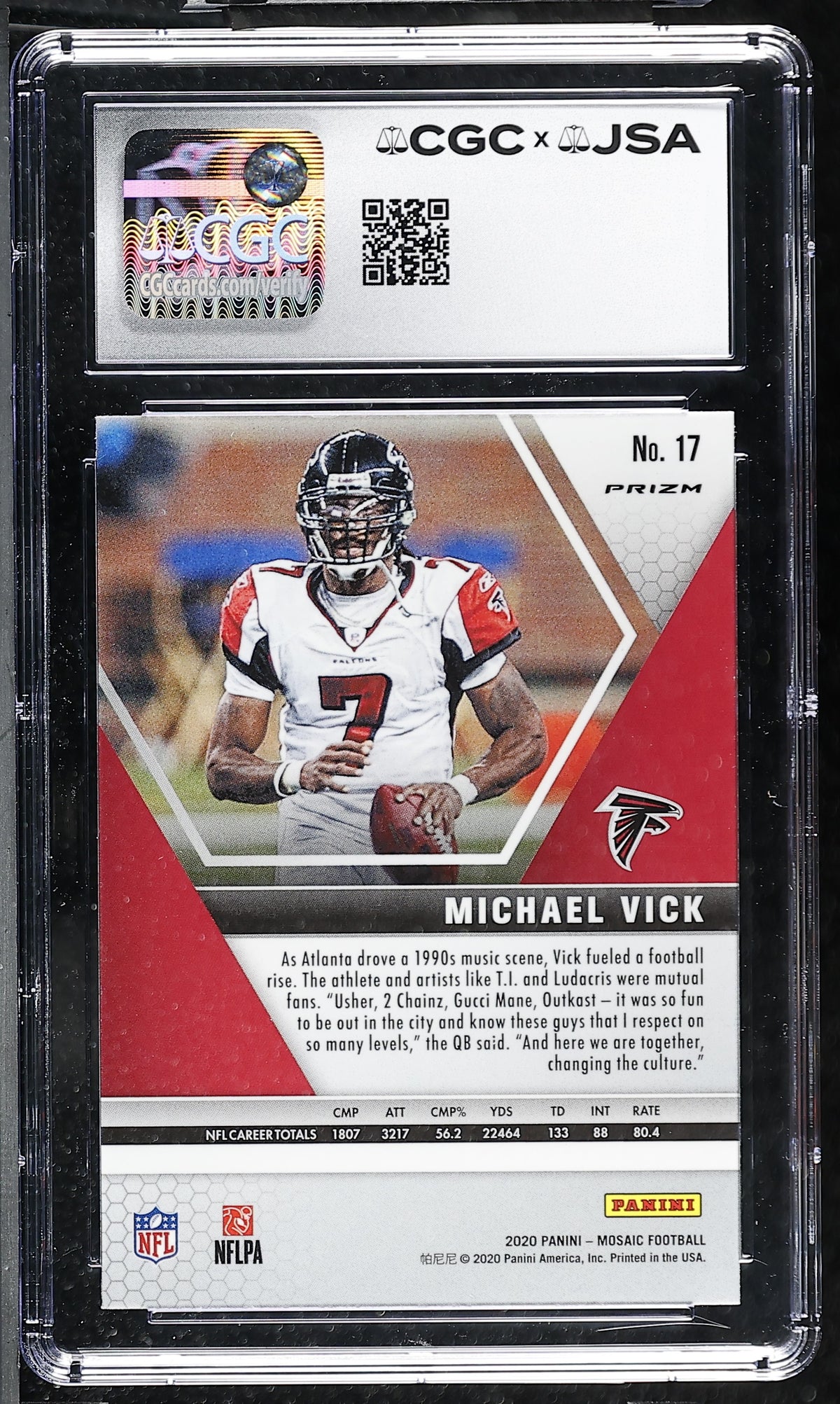 Michael Vick 2020 Panini Mosaic Red Card #17 CGC JSA 9 Auto 9 #6178768027