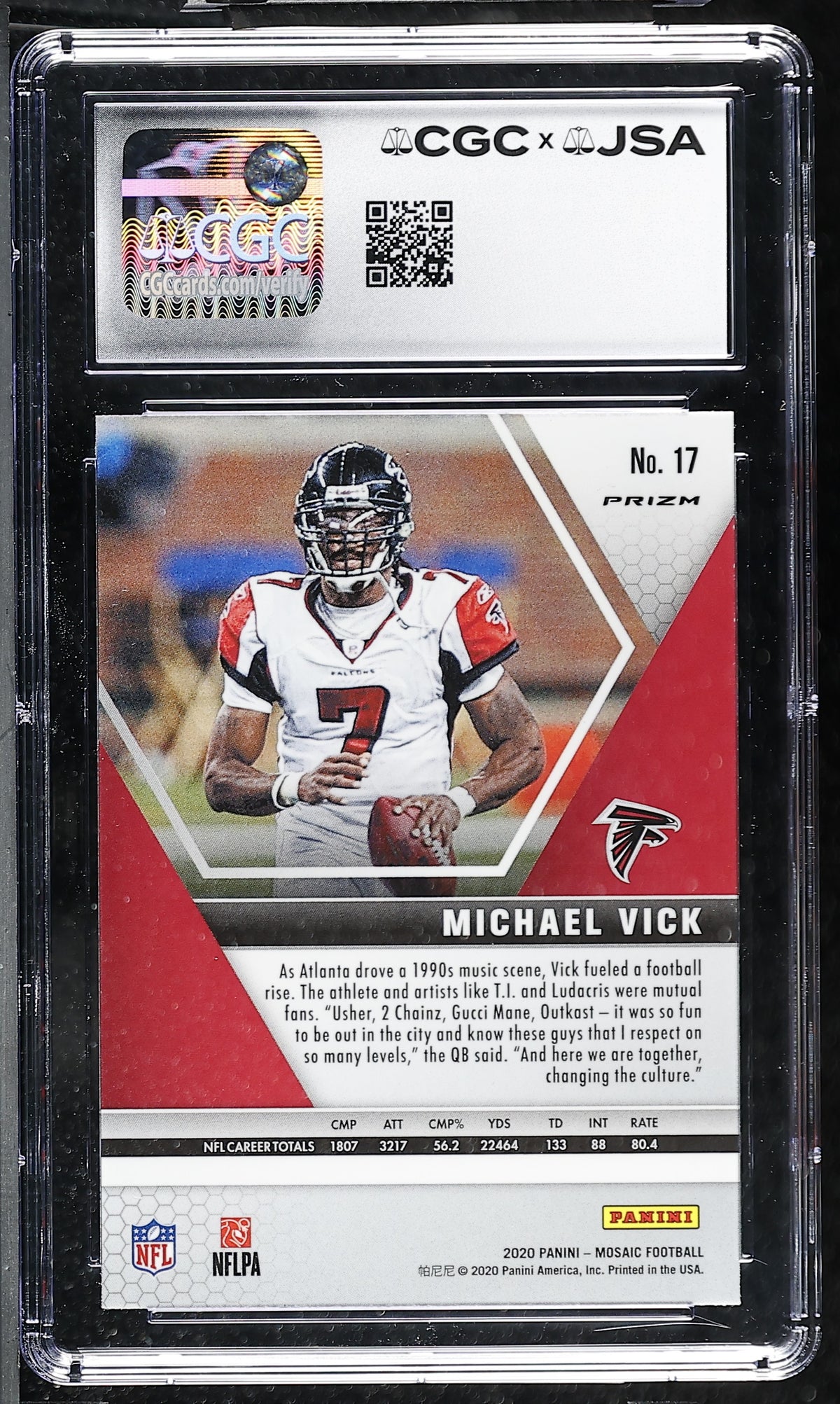 Michael Vick 2020 Panini Mosaic Red Card #17 CGC JSA 9 Auto 9 #6178768028