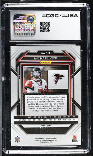Michael Vick 2022 Panini Prizm Red Yellow Card #18 CGC JSA 9 Auto 10 23/44