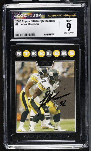 James Harrison 2008 Topps Rookie Card #9 CGC JSA 9 Auto 10