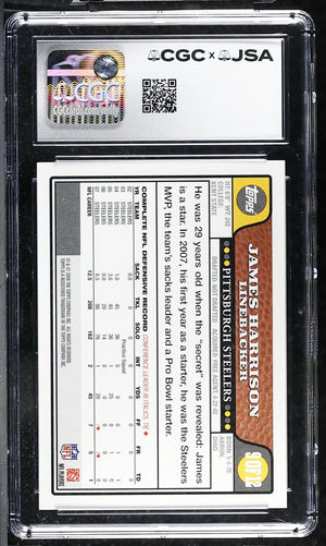 James Harrison 2008 Topps Rookie Card #9 CGC JSA 9 Auto 10