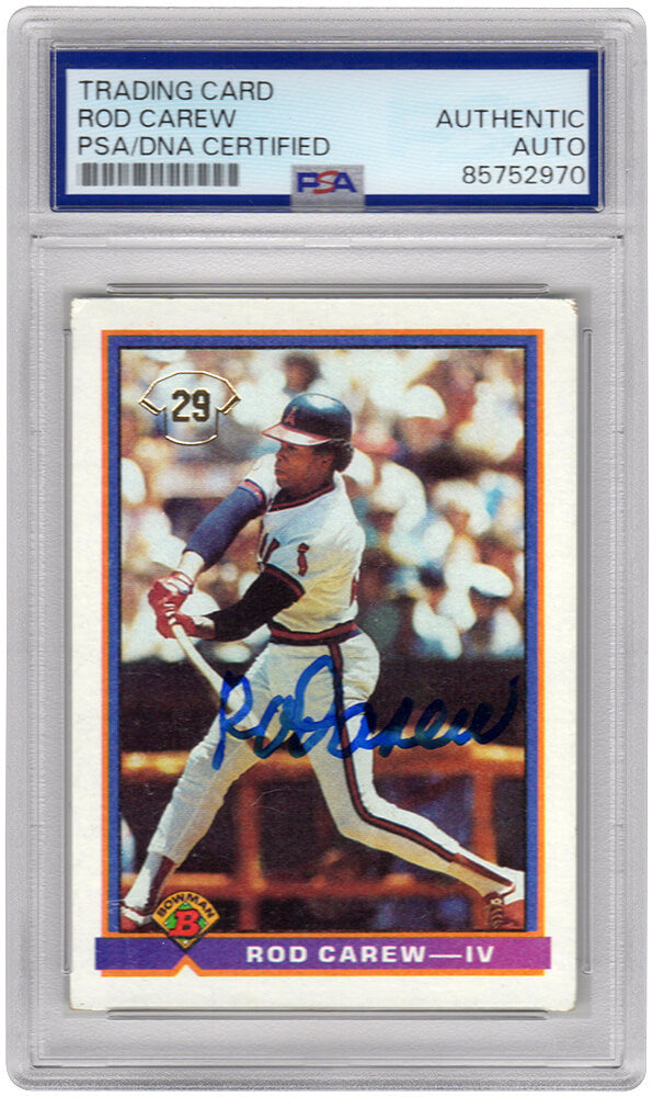 Rod Carew Autographed Angels 1991 Bowman Baseball Card #4 - (PSA Encapsulated)-Powers Sports Memorabilia