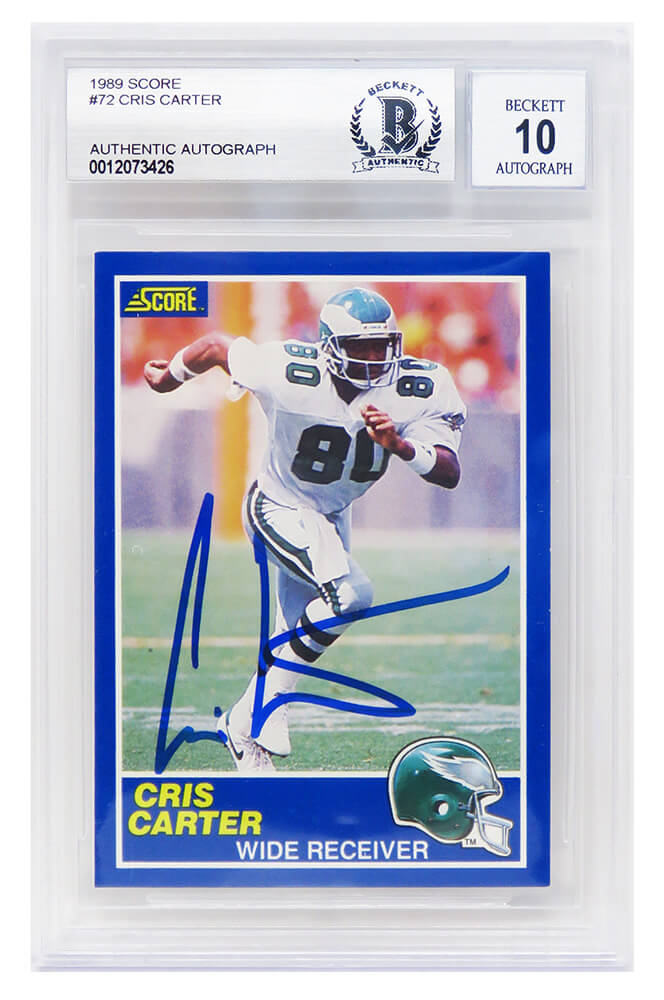 Cris Carter Philadelphia Eagles Autographed 1989 Score Football Rookie Card-Powers Sports Memorabilia