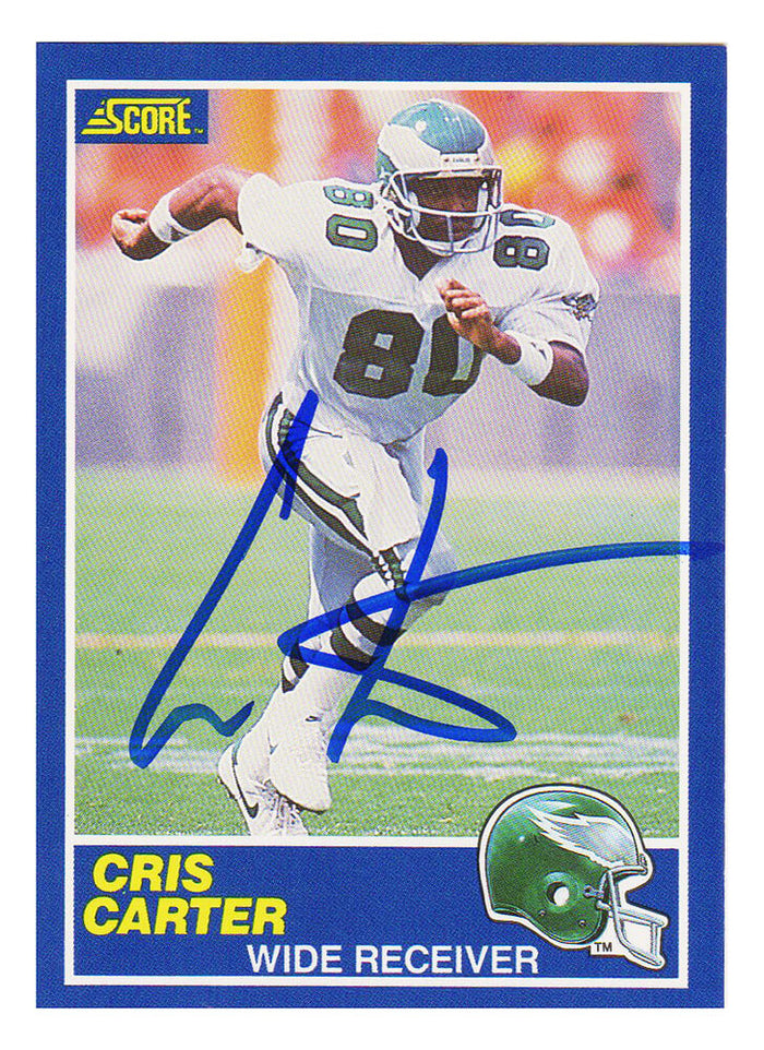 Cris Carter Autographed Philadelphia Eagles 1989 Score Football Rookie Card #72-Powers Sports Memorabilia
