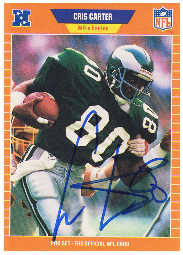 Cris Carter Autographed Philadelphia Eagles 1989 Pro Set Football Rookie Card #314-Powers Sports Memorabilia
