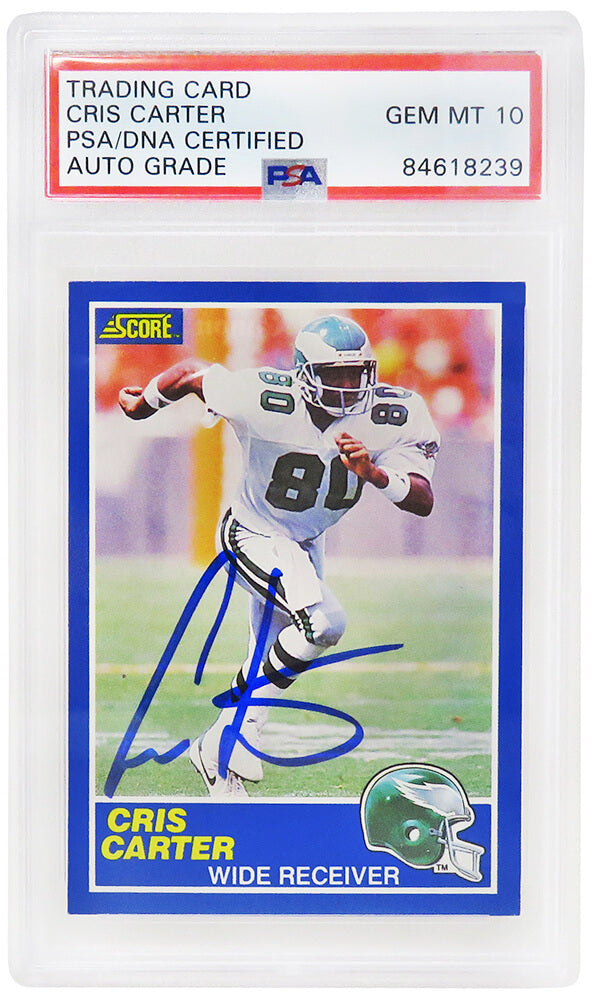 Cris Carter Philadelphia Eagles Autographed 1989 Score Football Rookie C 72-Powers Sports Memorabilia