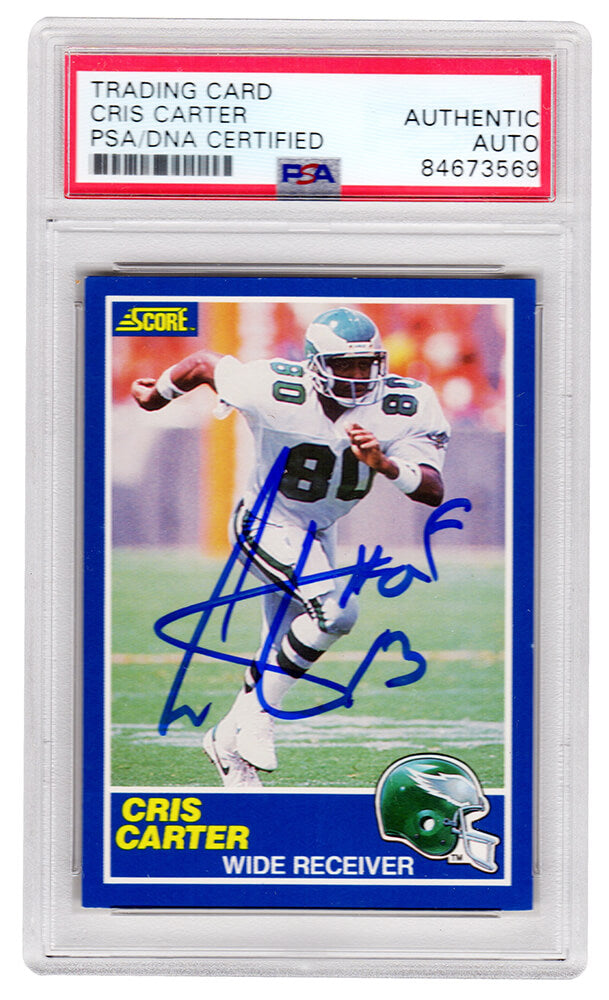 Cris Carter Philadelphia Eagles Autographed 1989 Score Rookie HOF 13 PSA-Powers Sports Memorabilia