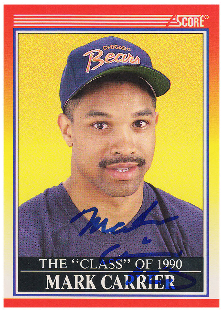 Mark Carrier Autographed Chicago Bears 1990 Score Rookie Football Trading Card #614-Powers Sports Memorabilia