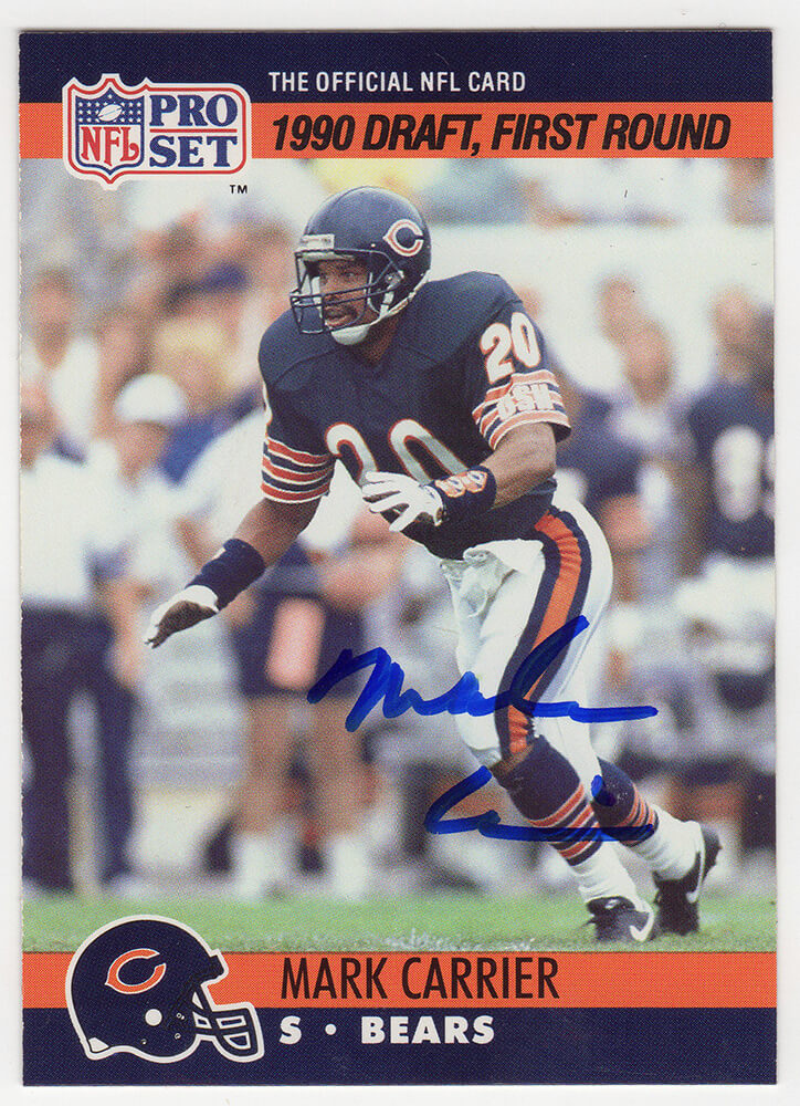 Mark Carrier Autographed Bears 1990 Pro Set Rookie Football Trading Card #674-Powers Sports Memorabilia