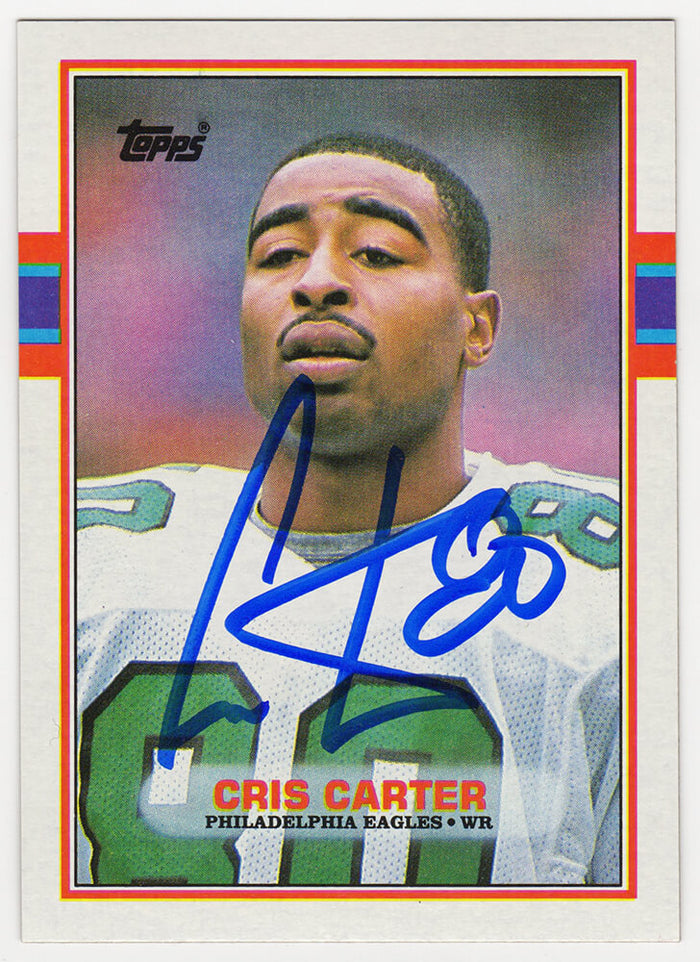Cris Carter Autographed Philadelphia Eagles 1989 Topps Football Rookie Card #121-Powers Sports Memorabilia