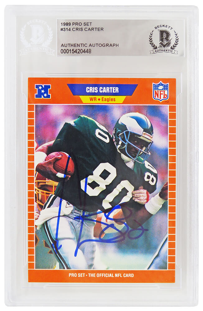 Cris Carter Philadelphia Eagles Autographed 1989 Pro Set Football Rooki 314-Powers Sports Memorabilia