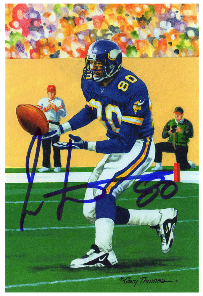 Cris Carter Minnesota Vikings Autographed Hall of Fame Goal Line Art Card