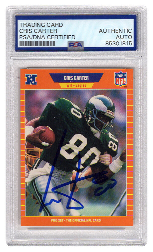 Cris Carter Autographed Eagles 1989 Pro Set Rookie Football Card #314 (PSA Encapsulated)-Powers Sports Memorabilia