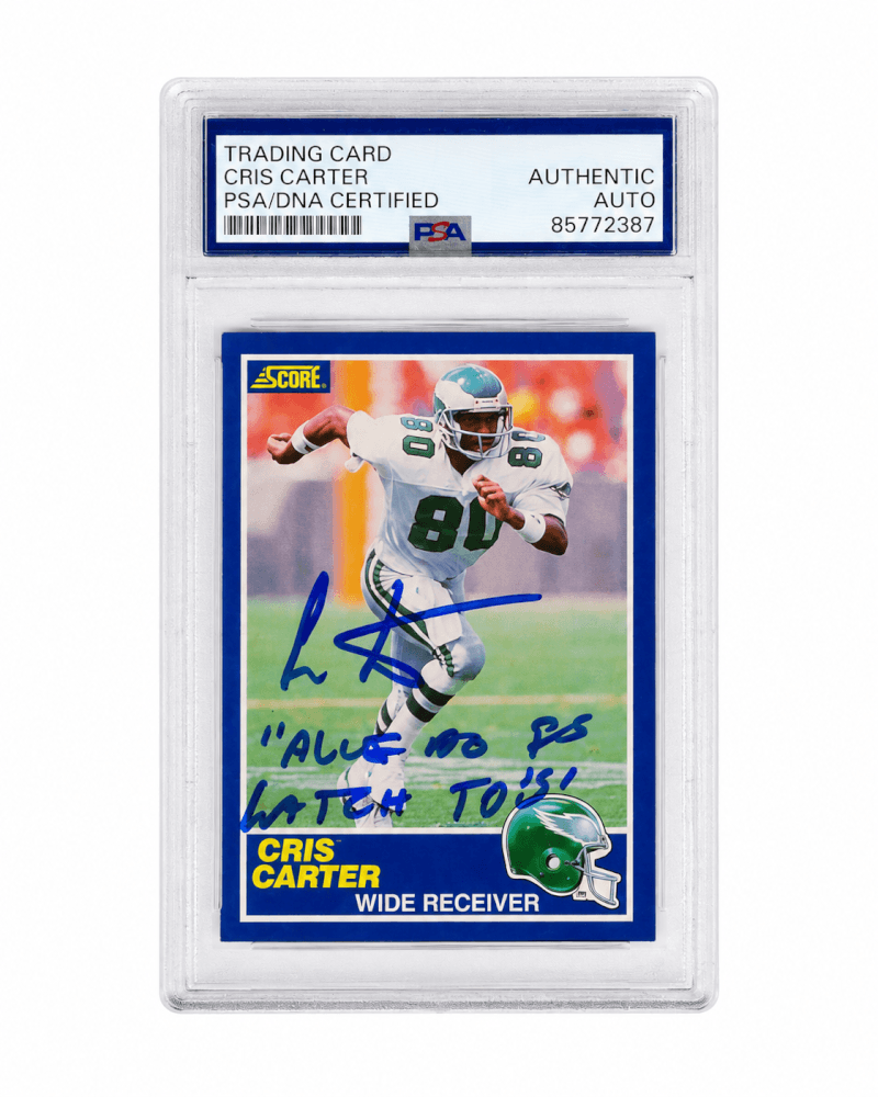 Cris Carter Autographed 1989 Score Football Rookie Card #72 PSA-Powers Sports Memorabilia