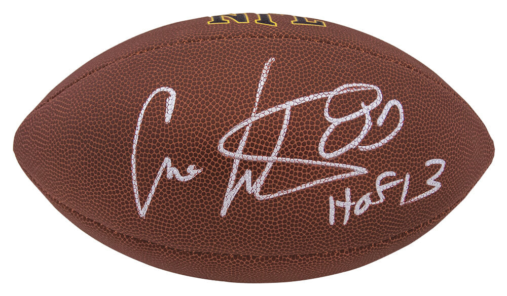 Cris Carter Autographed Wilson Super Grip Full Size NFL Football with HOF 13-Powers Sports Memorabilia