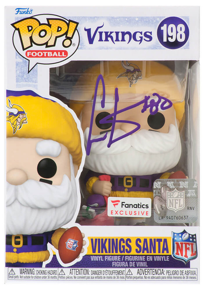 Cris Carter Autographed Minnesota Vikings 'SANTA' Funko Pop Doll #198-Powers Sports Memorabilia