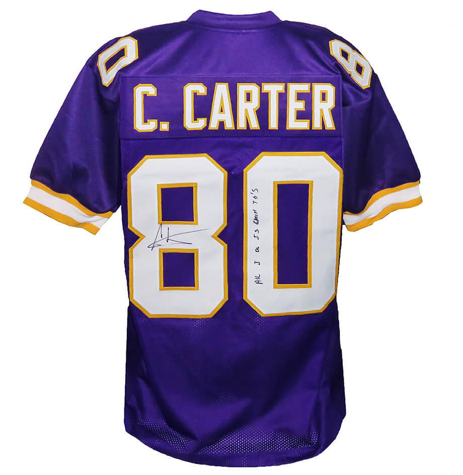 Cris Carter Autographed Purple Custom Football Jersey-Powers Sports Memorabilia