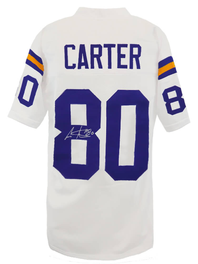 Cris Carter Autographed White Throwback Custom Football Jersey-Powers Sports Memorabilia