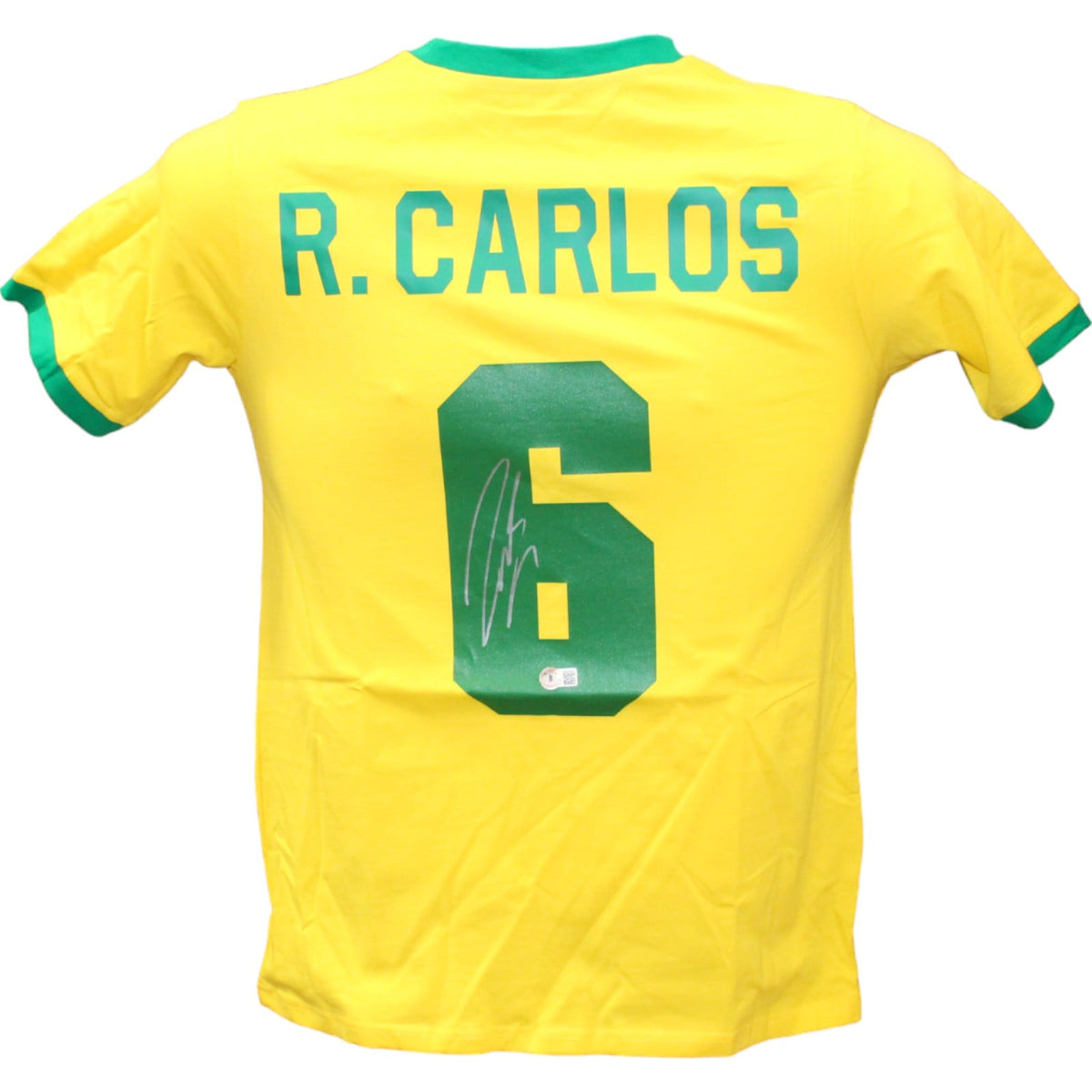 Roberto Carlos Brazil Signed Jersey - National Style Yellow Beckett Beckett-Powers Sports Memorabilia