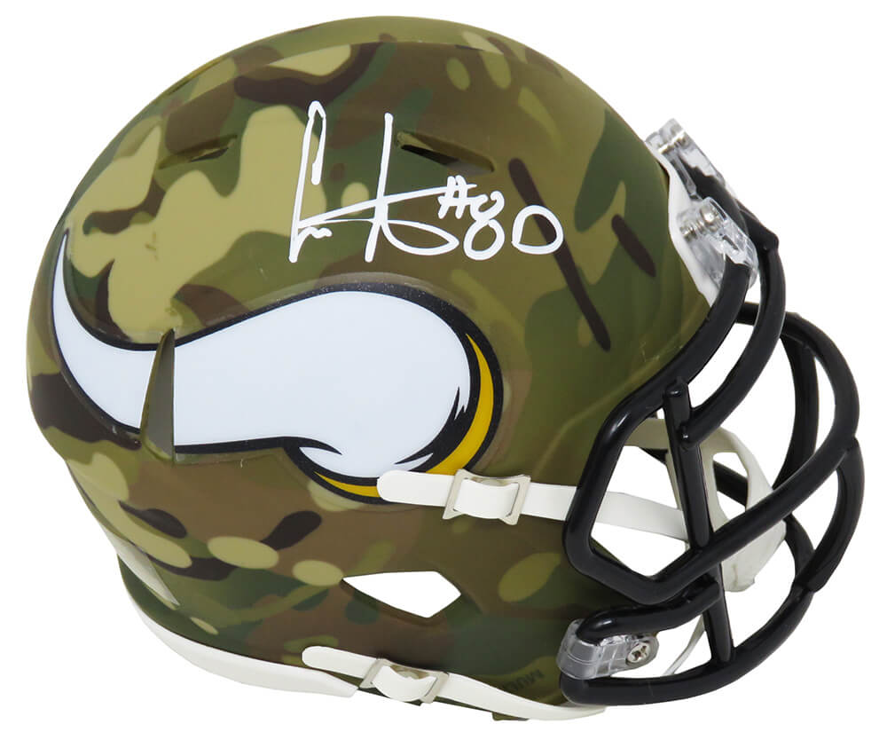 Cris Carter Minnesota Vikings Autographed CAMO Riddell Speed Mini Helmet-Powers Sports Memorabilia