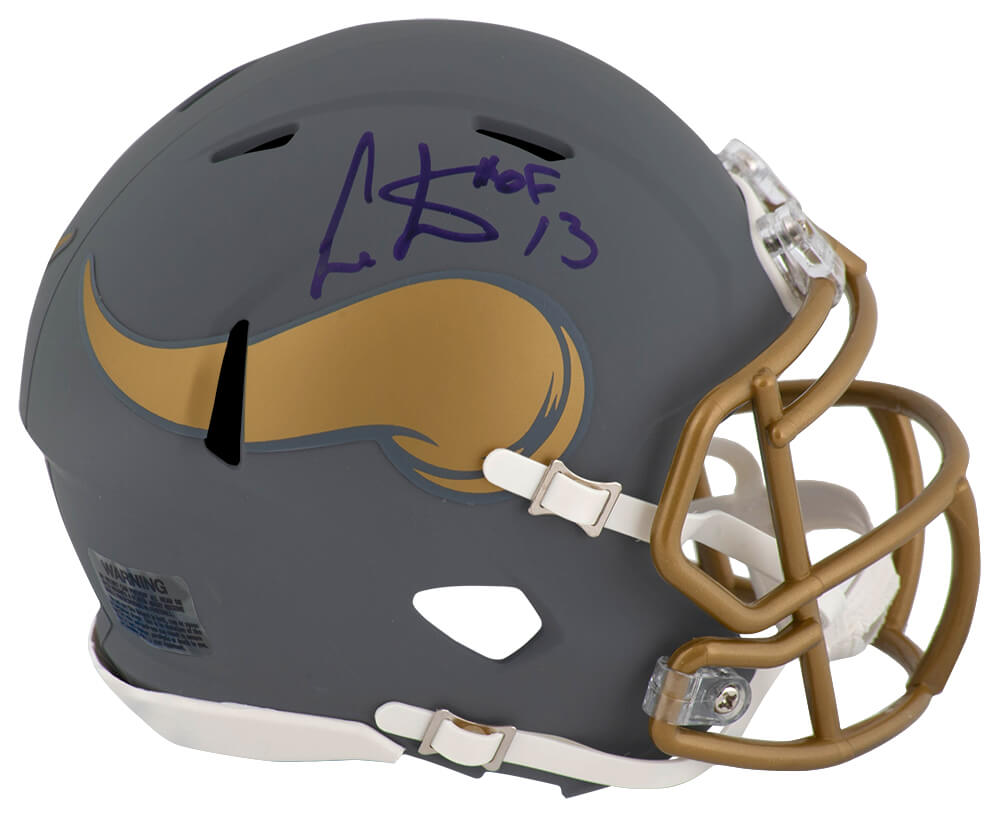 Cris Carter Autographed Minnesota Vikings SLATE Riddell Speed Mini Helmet with HOF 13-Powers Sports Memorabilia
