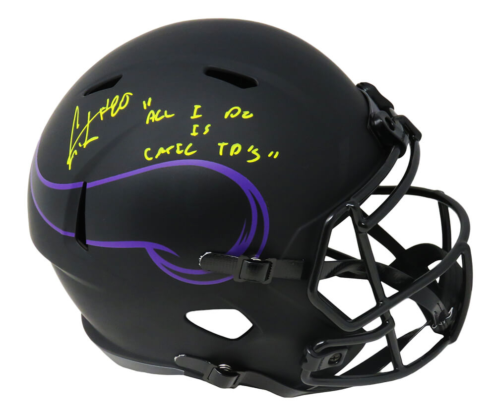 Cris Carter Autographed Minnesota Vikings Eclipse Riddell Speed Full Size Replica Helmet with All I Do Is Catch TD's-Powers Sports Memorabilia