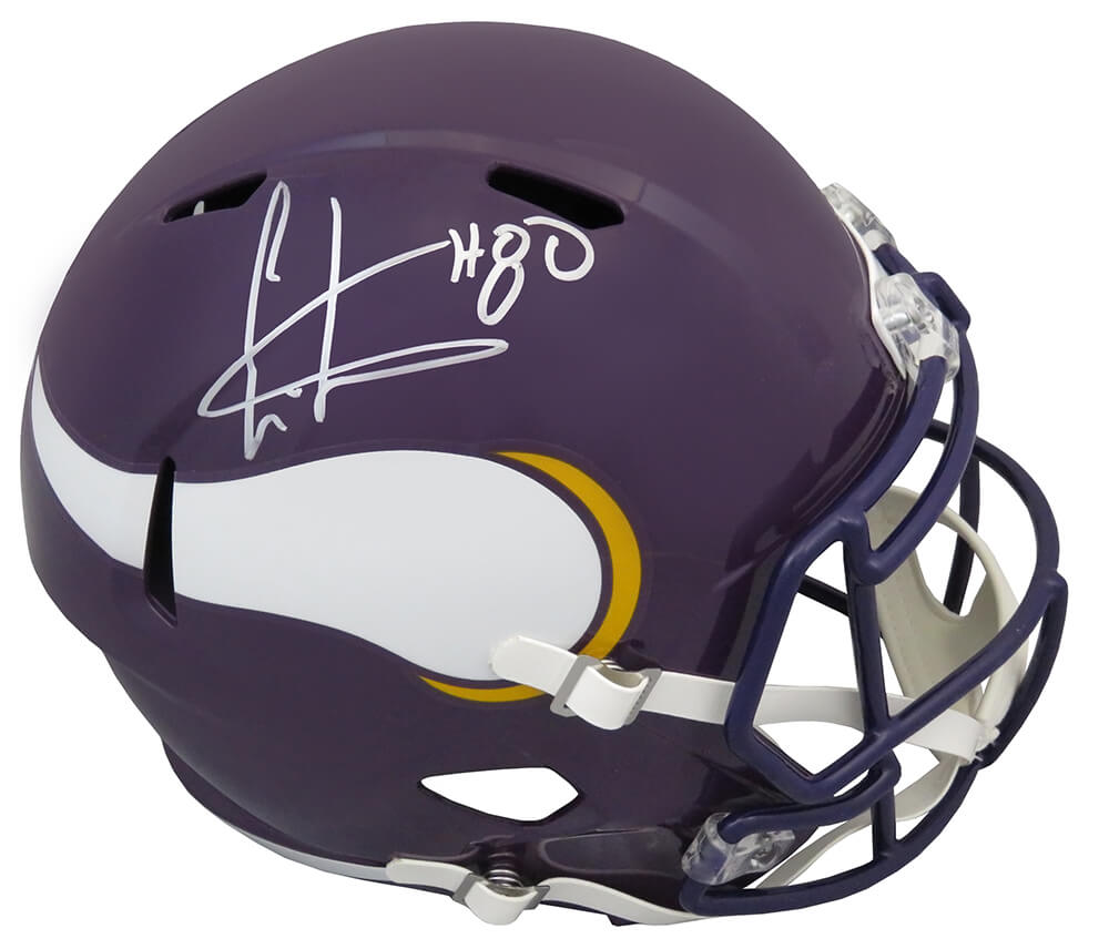 Cris Carter Autographed Minnesota Vikings Throwback Riddell Full Size Speed Replica Helmet-Powers Sports Memorabilia