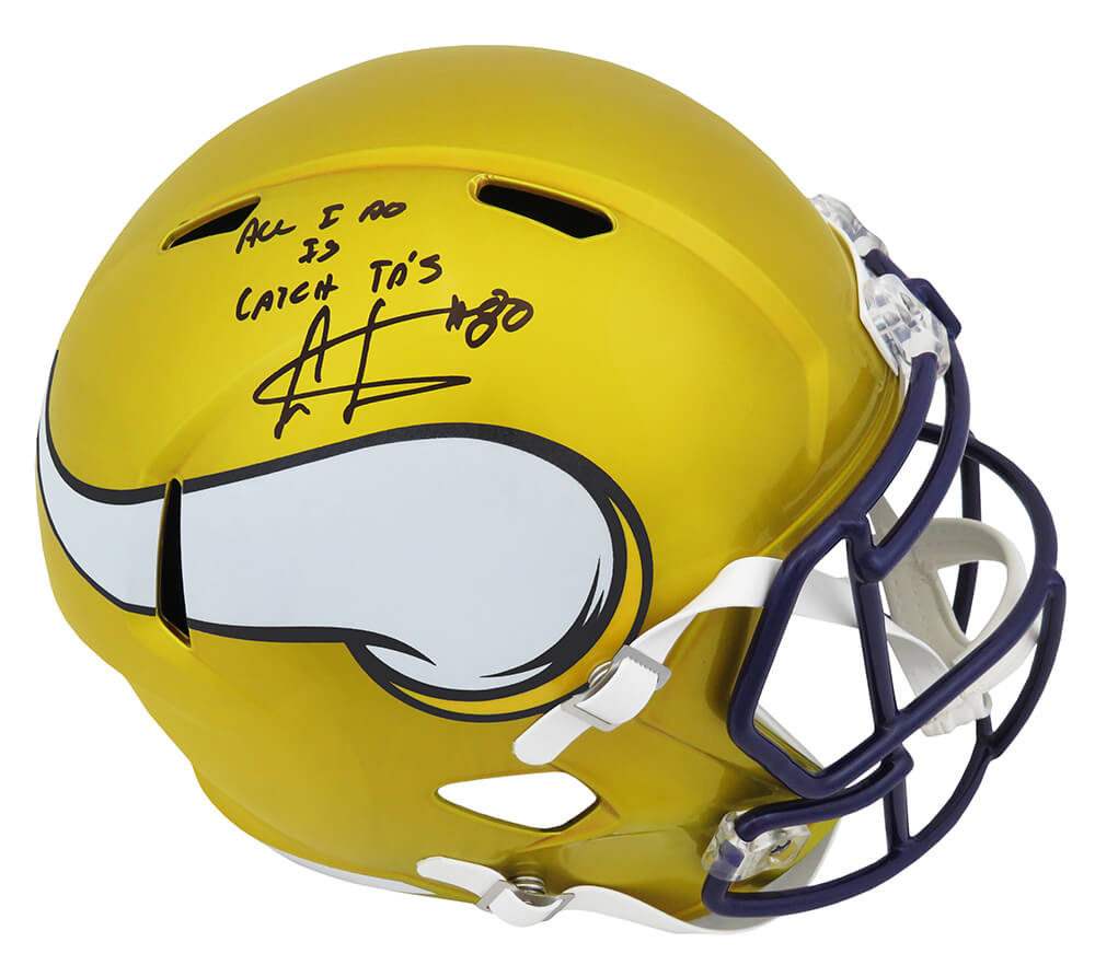 Cris Carter Autographed Minnesota Vikings FLASH Riddell Full Size Speed Replica Helmet with All I Do Is Catch TD's-Powers Sports Memorabilia