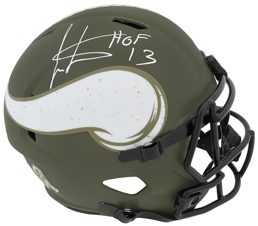 Cris Carter Minnesota Vikings Autographed Salute to Service Riddell Replica-Powers Sports Memorabilia