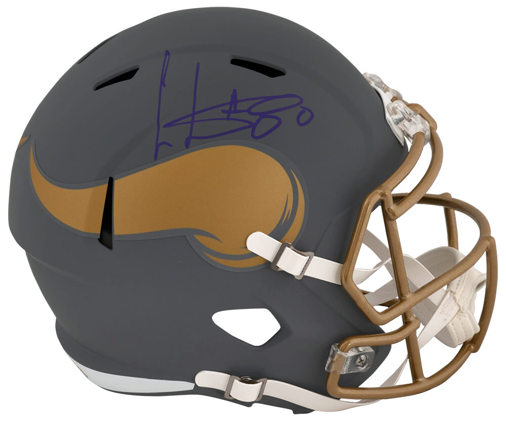 Cris Carter Minnesota Vikings Autographed SLATE Full Size Riddell Replica Helmet-Powers Sports Memorabilia