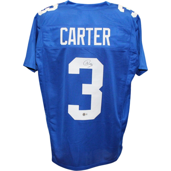 Abdul Carter Signed Pro Style Size XL Blue Jersey – Beckett Witness Authenticated-Powers Sports Memorabilia