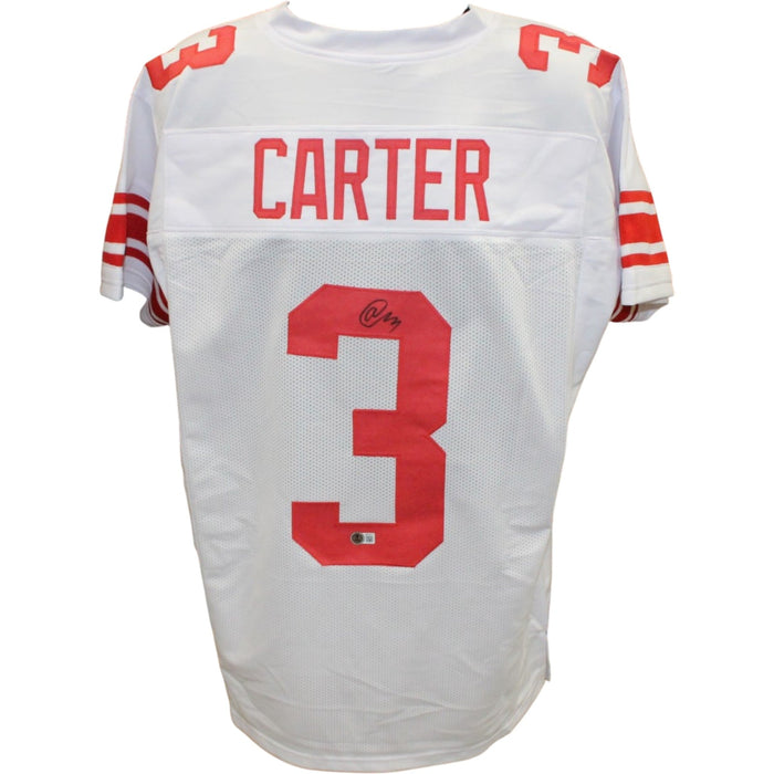 Abdul Carter Signed Pro Style Size XL White Jersey – Beckett Witness Authenticated-Powers Sports Memorabilia